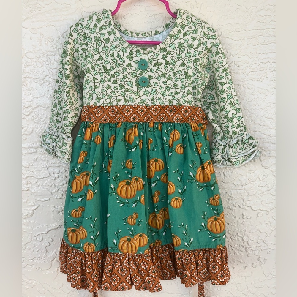 EleaNor Rose Girls Pumpkin Dress Size 2 Fall Boutique Cottagecore